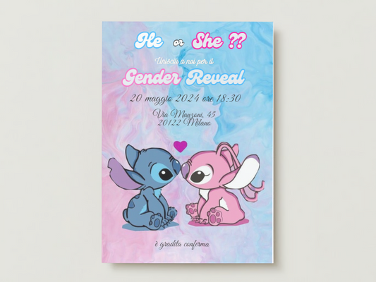 Invito Digitale BABY SHOWER tema Stitch e Angel